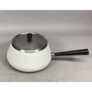 Vintage White Sauce Fondue Pot With Lid